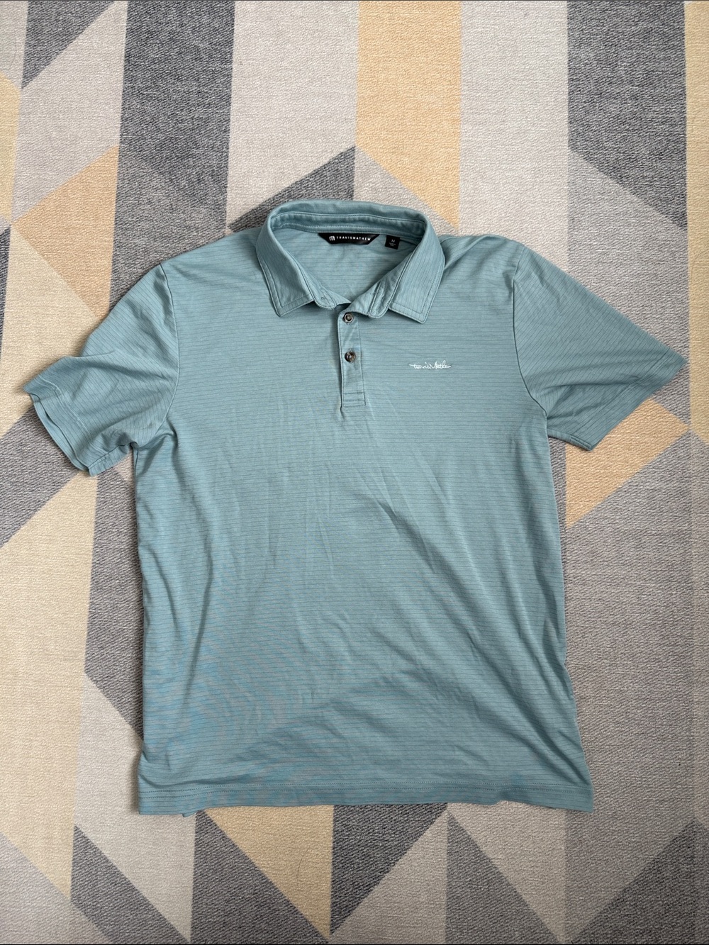 Travis Mathew Seafoam Green Striped Polo
